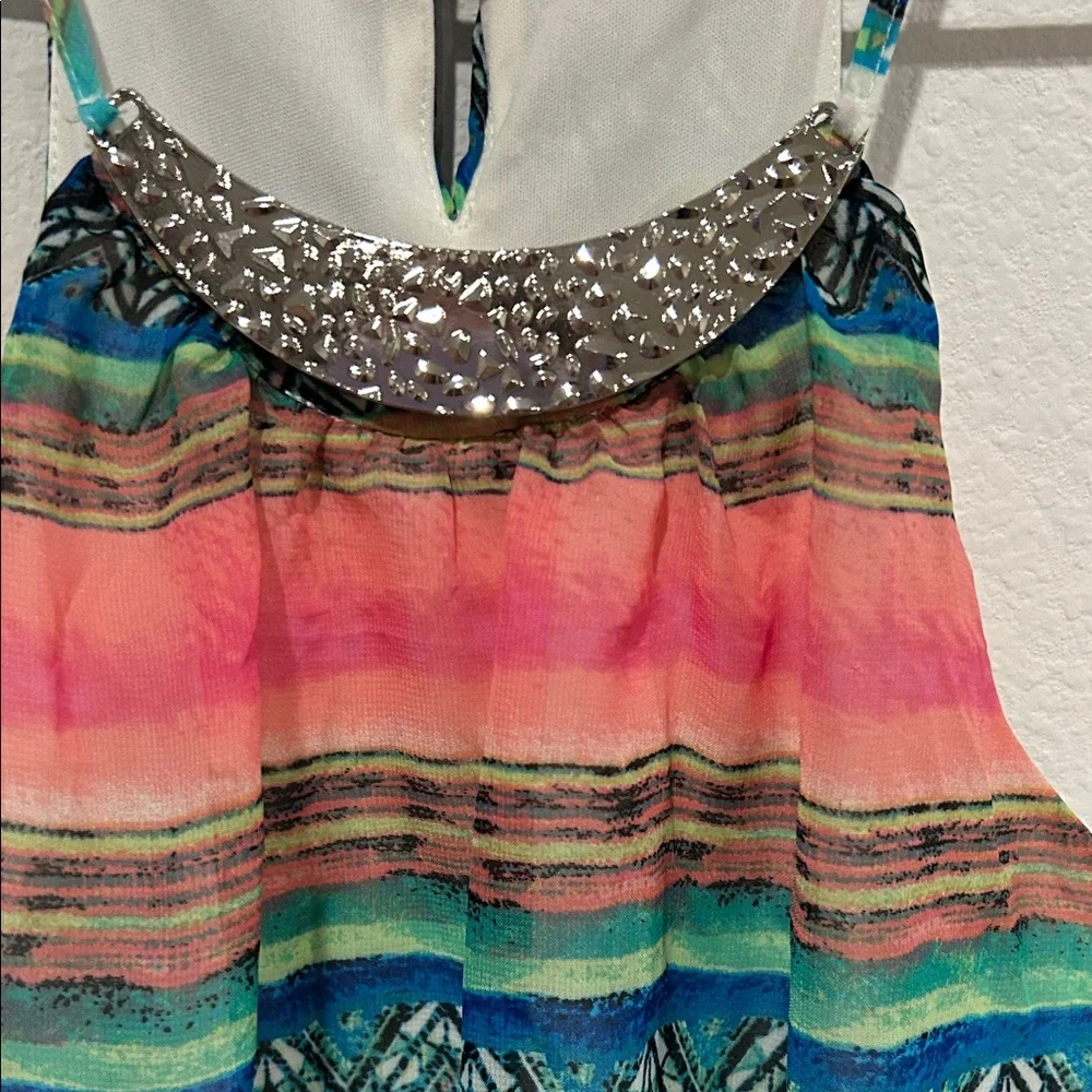 Multicolor Geometric High-Low Dress - Picture 2 of 4